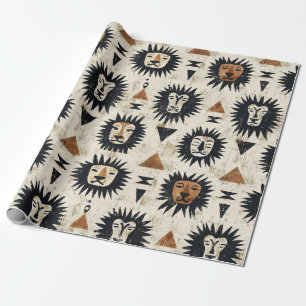 Tribale Leeuw Safari Patroon Cadeaupapier