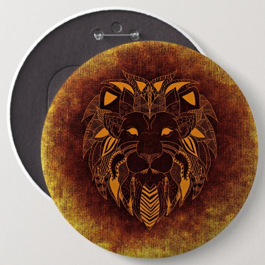 tribale leeuwerknoop ronde button 6,0 cm (Voorkant /achterkant)