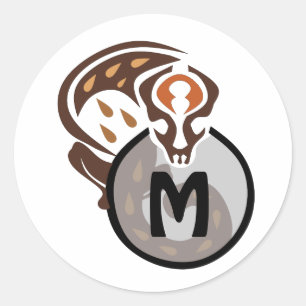 Tribale Maleisische kat Gecko Monogram Ronde Sticker
