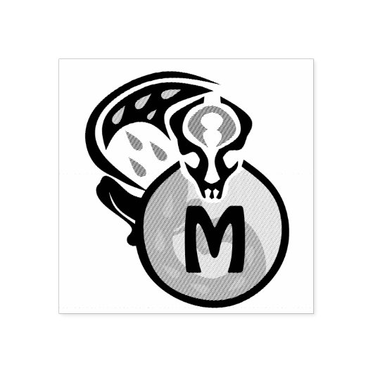 Tribale Maleisische kat Gecko Monogram Rubberstempel (Afrduk)