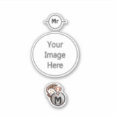 Tribale Maleisische kat Gecko Monogram Sticker (Voorkant)