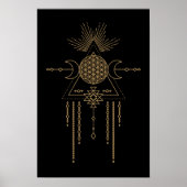 Tribale Mandala Line Art Geometry Moon Elements Poster (Voorkant)