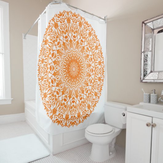 Tribale Mandala Oranje Douchegordijn (In situ)
