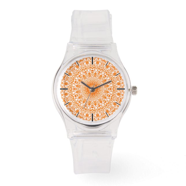 Tribale Mandala Oranje Horloge (Voorkant)