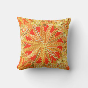 Tribale Mandala Print, Mosterd Goud en Oranje Kussen