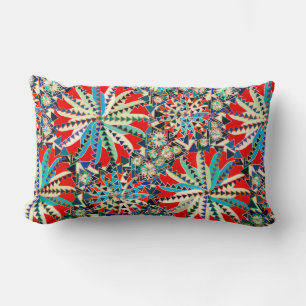 Tribale Mandala Print, Rood, Blauw en Crème Kussen