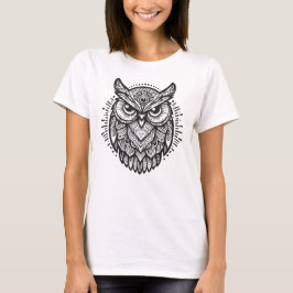 Tribale Mandala Uil Lijnkunst Ontwerp T-shirt