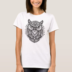 Tribale Mandala Uil Lijnkunst Ontwerp T-shirt