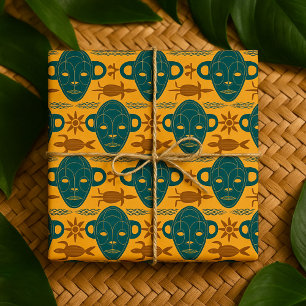 Tribale masker Afrikaans etnisch gezichtspatroon Cadeaupapier