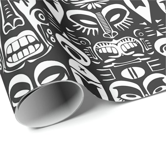 Tribale maskers cadeaupapier (Rol Hoek)