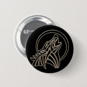 Tribale Metallic Huilende Wolf Embleem Ronde Button 5,7 Cm (Voorkant /achterkant)
