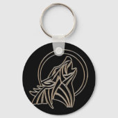 Tribale Metallic Huilende Wolf Embleem Sleutelhanger (Achterkant)