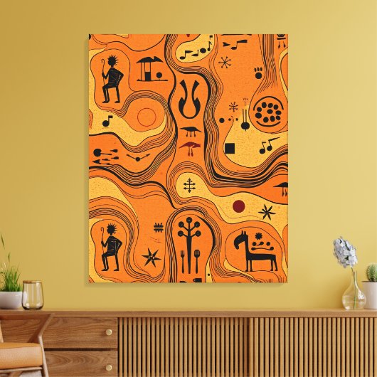 Tribale minimalistische etnische kunst canvas afdruk (Insitu (Woonkamer))