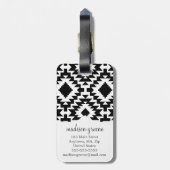 Tribale monogrammen van zwart-wit Aztec Bagagelabel (Achterkant verticaal)