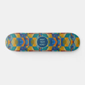 Tribale mozaïek: Blauwe Oranje Blauwgroen vormen - Persoonlijk Skateboard (Horizontaal)