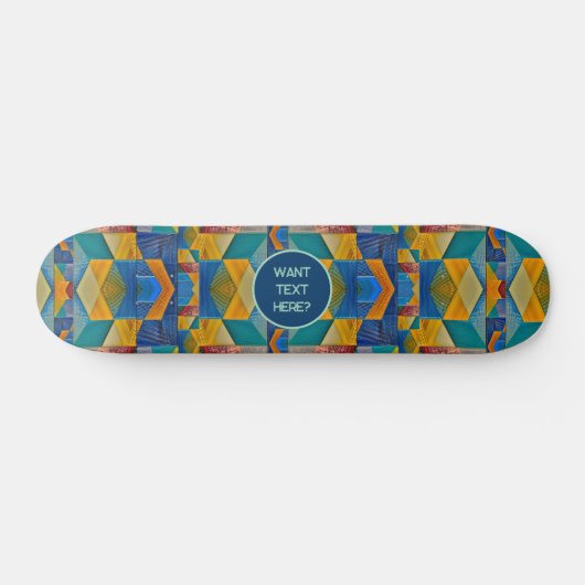 Tribale mozaïek: Blauwe Oranje Blauwgroen vormen - Persoonlijk Skateboard (Horizontaal)