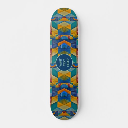 Tribale mozaïek: Blauwe Oranje Blauwgroen vormen - Persoonlijk Skateboard (Voorkant)