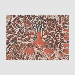 Tribale Native Abstracte Mosaic Tabby Cat Oranje A Tissuepapier