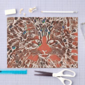 Tribale Native Abstracte Mosaic Tabby Cat Oranje A Tissuepapier (Craft)