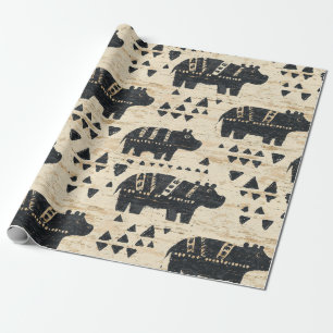 Tribale nijlpaard safari-patroon cadeaupapier