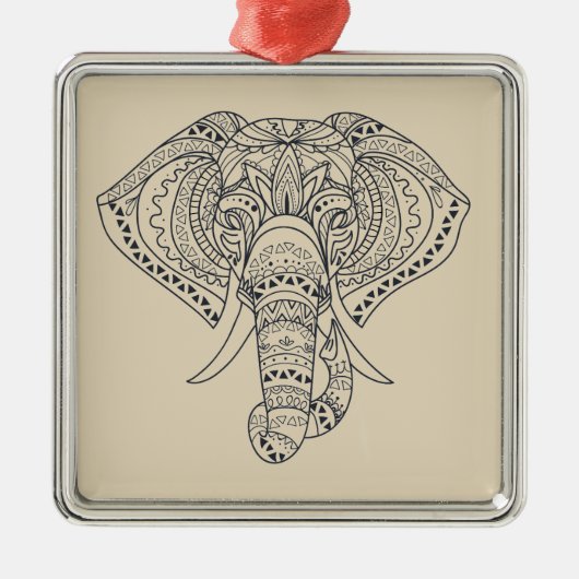 Tribale olifant Afrikaanse dierenkunst Metalen Ornament (Voorkant)