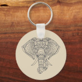 Tribale olifant Afrikaanse dierenkunst Sleutelhanger (Voorkant)
