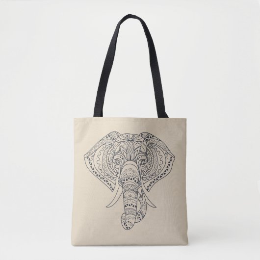 Tribale olifant Afrikaanse dierenkunst Tote Bag (Voorkant)