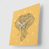 Tribale olifant Afrikaanse dierenkunst Vierkante Klok (Hoek)