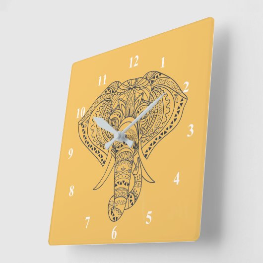 Tribale olifant Afrikaanse dierenkunst Vierkante Klok (Hoek)