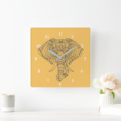Tribale olifant Afrikaanse dierenkunst Vierkante Klok (Huis)
