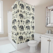 Tribale Olifant Boho Patroon (1) Douchegordijn (In situ)