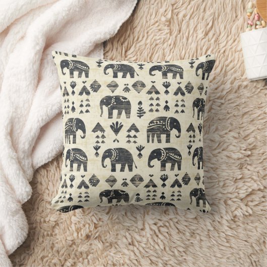 Tribale Olifant Boho Patroon (1) Kussen (Deken)