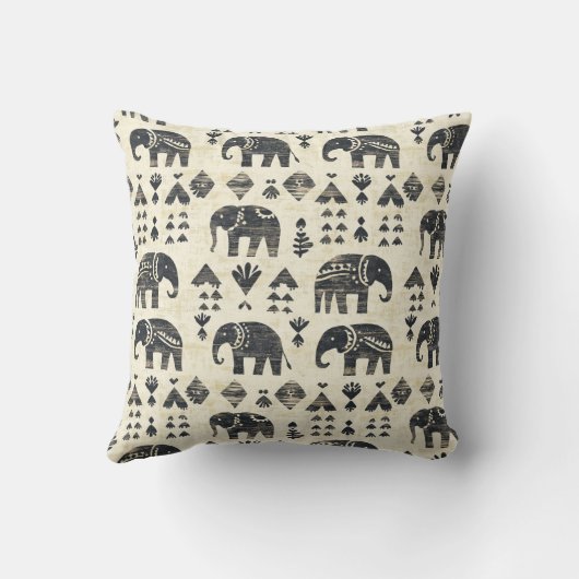 Tribale Olifant Boho Patroon (1) Kussen (Achterkant)