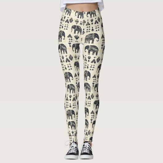 Tribale Olifant Boho Patroon (1) Leggings (Voorkant)