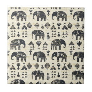 Tribale Olifant Boho Patroon (1) Tegeltje