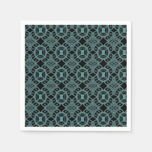 Tribale Pareltjes Zwart en Blauwgroen Patroonpapie Servet