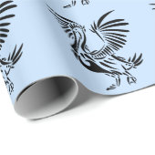 Tribale pelicaanse kunst op blauw cadeaupapier (Rol Hoek)