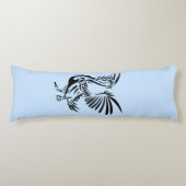 Tribale pelicaanse kunst op blauw lichaamskussen (Voorkant)