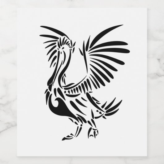 Tribale Pelican Art over Blue Personal Wijn Etiket (Enkel label)