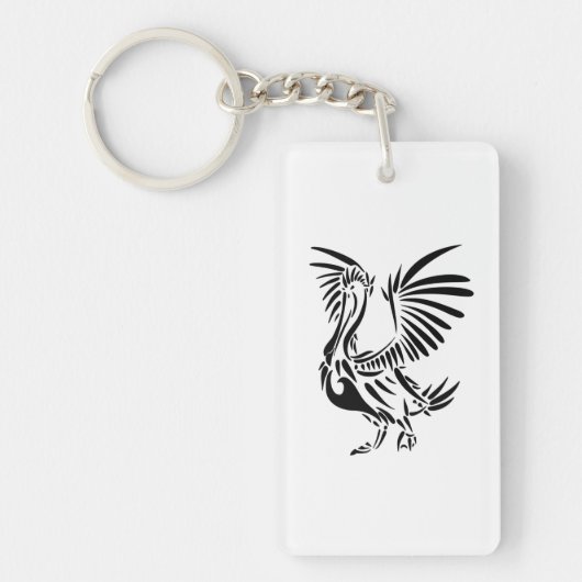 Tribale Pelikaan Kunst Sleutelhanger (Voorkant)