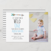 Tribale pijl wild één pijlfotouitnodiging kaart (Voorkant / Achterkant)