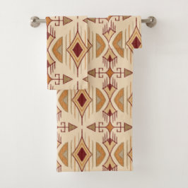 Tribale pijlen, abrikozen, Bourgogne, Tan Bad Handdoek