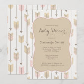 Tribale pijlen Baby shower Blush roze en Tan Kaart (Voorkant / Achterkant)
