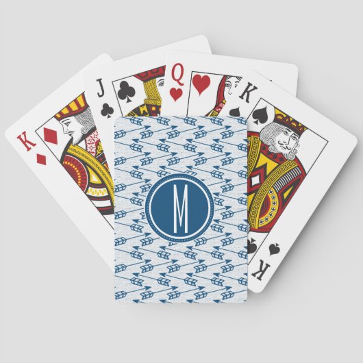 Tribale pijlen | Monogram marine Pokerkaarten (Achterkant)