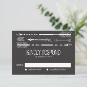 Tribale pijlen RSVP-kaart | Grijs RSVP Kaartje (Staand voorkant)