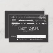 Tribale pijlen RSVP-kaart | Grijs RSVP Kaartje (Voorkant / Achterkant)