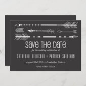 Tribale Pijlen Save the Date Aankondiging | Grijs (Voorkant / Achterkant)