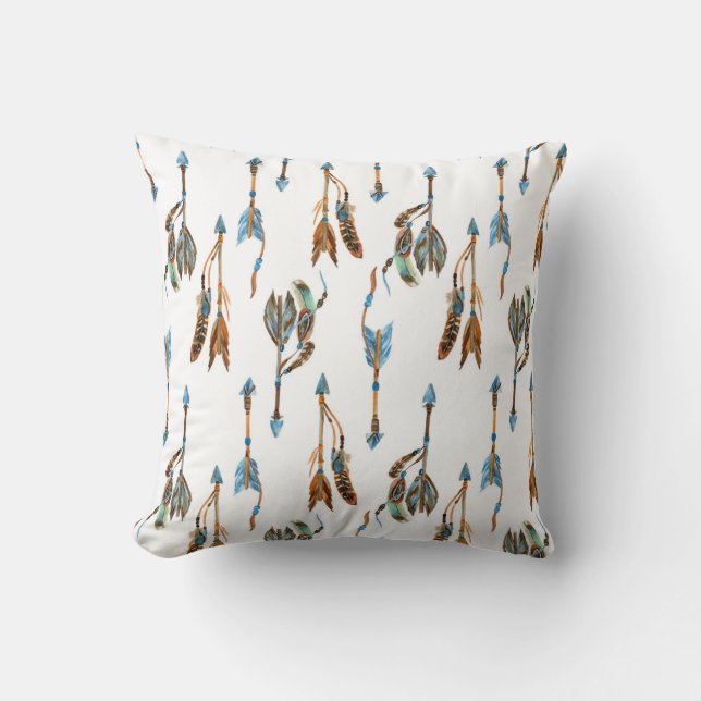 Tribale pijlen: waterverf  illustratie. kussen (Voorkant)