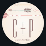 tribale pijlen Wedding Monogram Sticker<br><div class="desc">Dit is een onderdeel van een trouwsuite - overeenkomende objecten zijn beschikbaar. Andere kleuren zijn beschikbaar.</div>