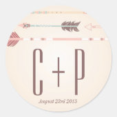 tribale pijlen Wedding Monogram Sticker (Voorkant)